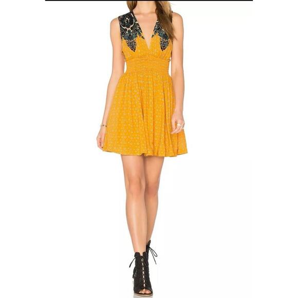 $108 Free People Walking Through My Dreams Dress Goldensun Combo‎ XS - Picture 3 of 11